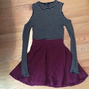 Black and White Striped cold shoulder shirt